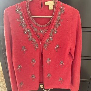 Doncaster Red Women's Cardigan with Embellishments